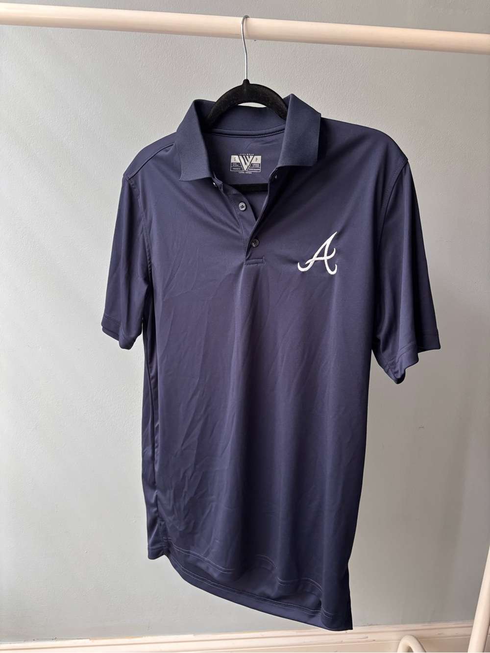 Atlanta Braves Men's Navy Performance Polo with Script 'A' Chest Logo